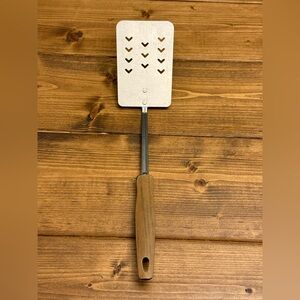 Vintage EKCO Heart Slotted Spatula Turner Flipper Flexible Faux Wood Handle USA
